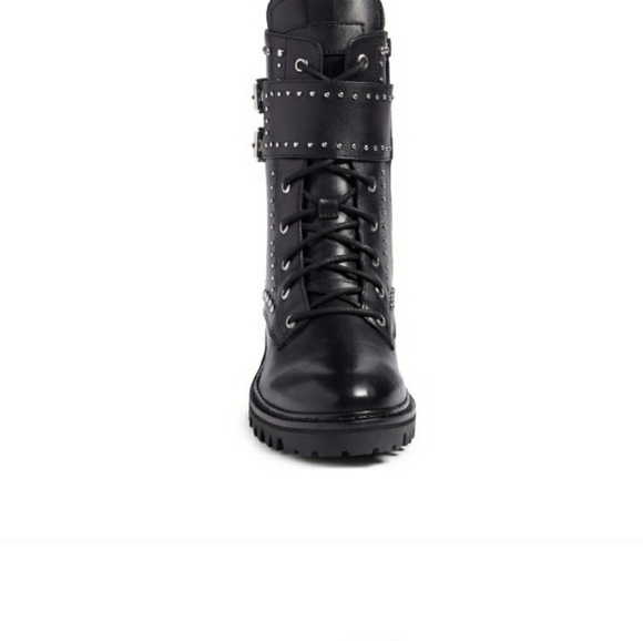 Marc Fisher Josette Belted Studded Moto Boots - Picture 4 of 5